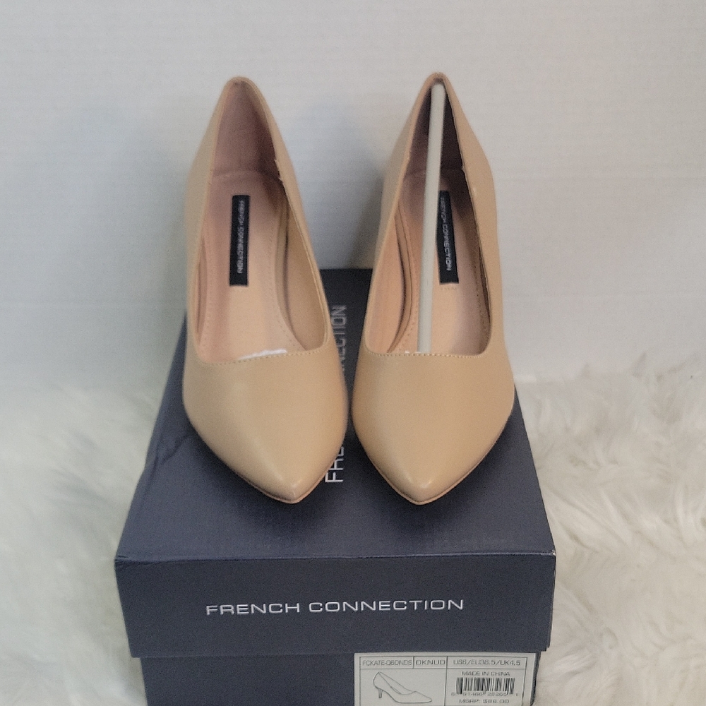 French Connection Nude Pointed-Toe Pump Classic Work Heel Size 6 NWT